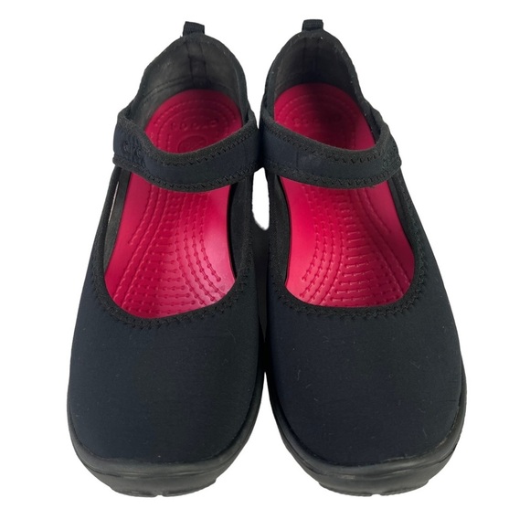 Crocs Duet Busy Day Mary Janes Black Neoprene‎ Flats Size Junior Girls 5 - Picture 5 of 10